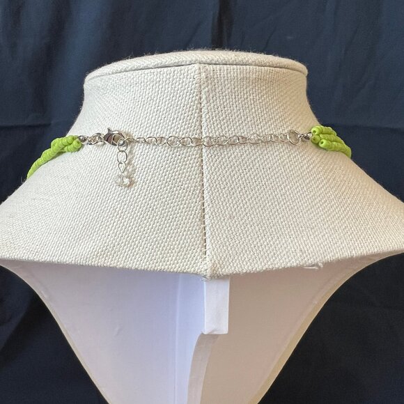Lime Green Jewelry Set – Multistrand Necklace & Drop Earrings – NEW - Picture 5 of 15